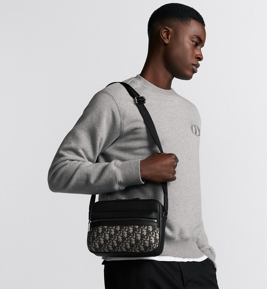 Sac Messenger zippé Rider 2.0 Noir et Beige