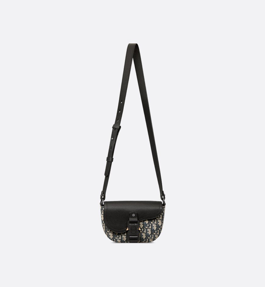 Mini sac Messenger à rabat Saddle Noir et Beige
