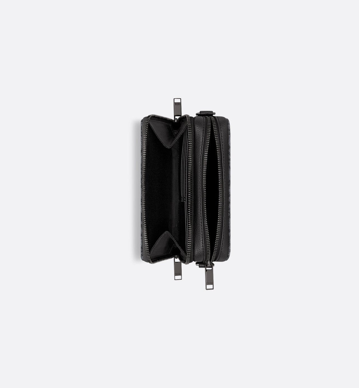 Pochette zippée à bandoulière Toile jacquard Dior Oblique noir - #1