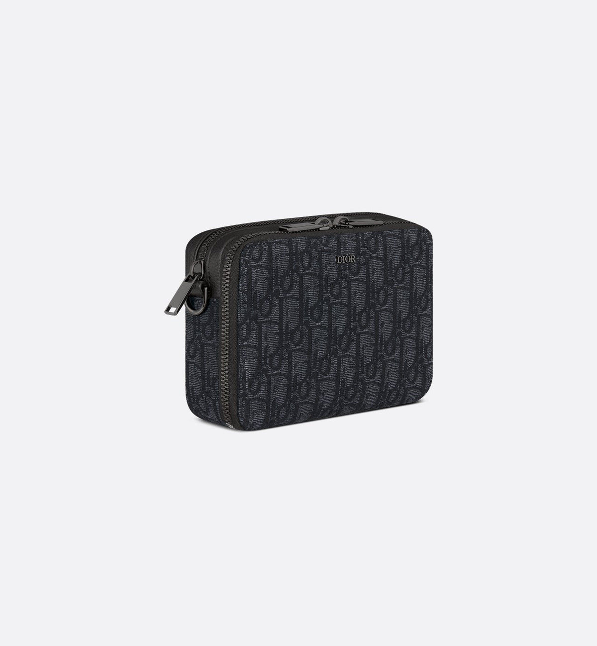 Pochette zippée à bandoulière Toile jacquard Dior Oblique noir - #1