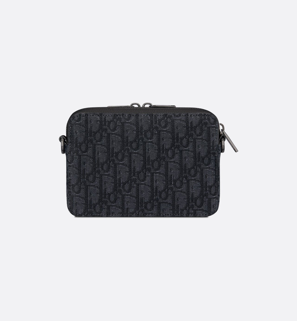 Pochette zippée à bandoulière Toile jacquard Dior Oblique noir - #1