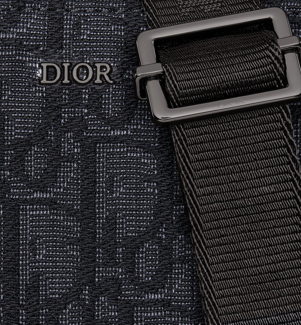 Pochette zippée à bandoulière Toile jacquard Dior Oblique noir - #1